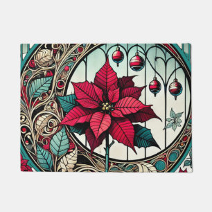 Poinsettia Christmas Flower                        Doormat