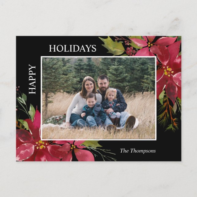 Poinsettia Christmas Happy Holidays PHOTO Postcard (Front)