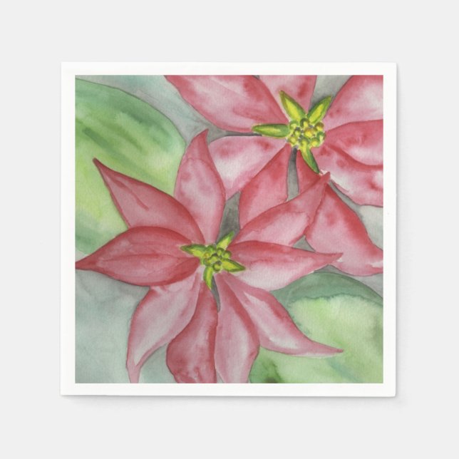 Poinsettia Christmas Holiday Party Napkin (Front)