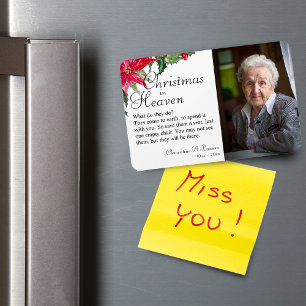 Poinsettia Christmas In Heaven Memorial Photo Magn Magnet
