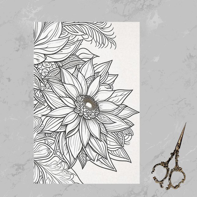 Poinsettia Christmas Intricate Line Drawing Tissue Paper (Creator Uploaded)