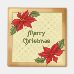 Poinsettia Christmas Magnet
