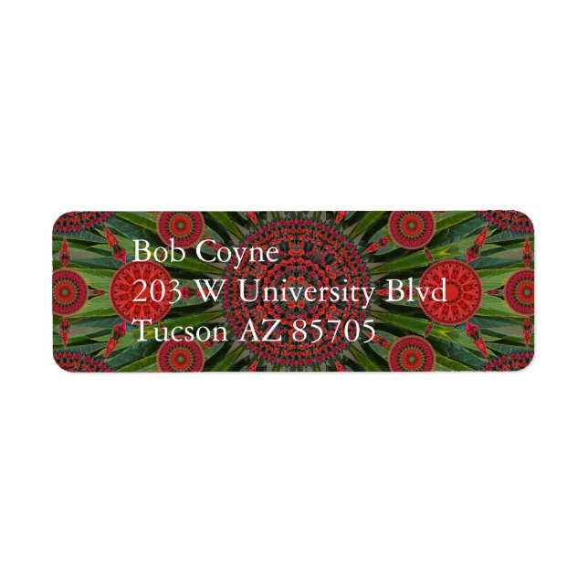 Poinsettia Christmas Mandala Array Mailing Label Return Address Label (Front)