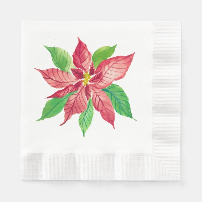 Poinsettia Christmas Paper Napkins (Front)