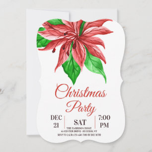 Poinsettia Christmas Party Invitation