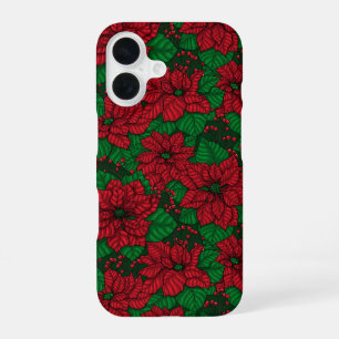 Poinsettia, Christmas pattern iPhone 16 Case