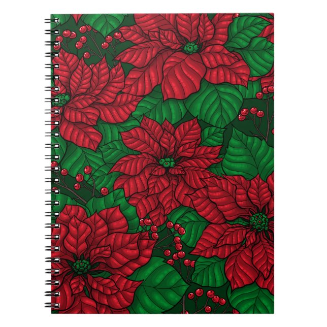 Poinsettia, Christmas pattern Notebook (Front)