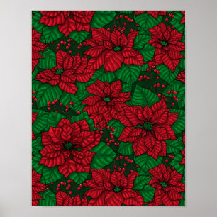 Poinsettia, Christmas pattern Poster