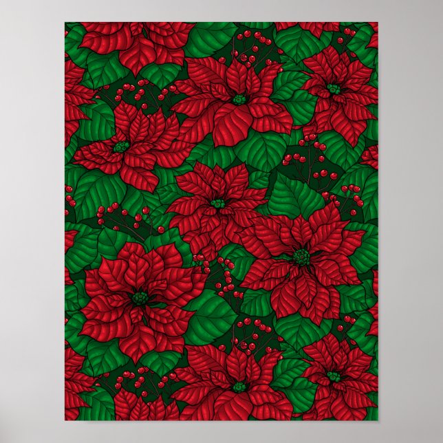 Poinsettia, Christmas pattern Poster (Front)