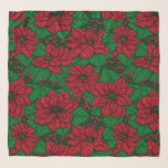 Poinsettia, Christmas pattern Scarf<br><div class="desc">Hand  drawn Chrismas pattern with poinsettia flowers and red berries</div>