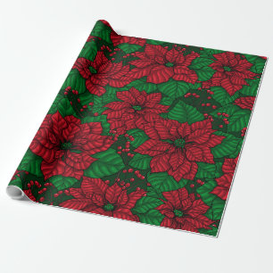 Poinsettia, Christmas pattern Wrapping Paper
