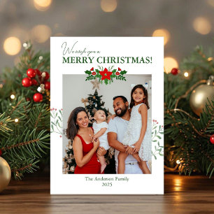 Poinsettia Christmas Photo Greeting Card