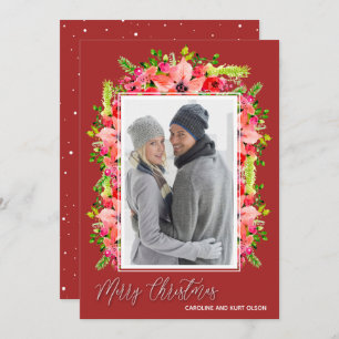 Poinsettia Christmas Photo Holiday Card