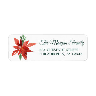 Poinsettia Christmas Return Address Labels