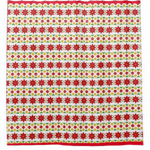 Poinsettia Christmas Shower Curtain