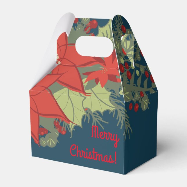 Poinsettia Christmas Swag, Gable Favour Box (Front Side)