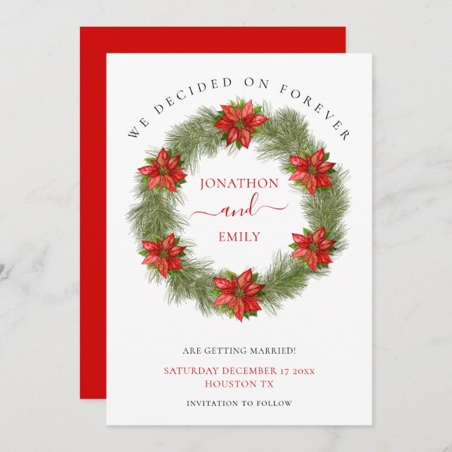Poinsettia Christmas Wedding Save the Date (Front/Back)