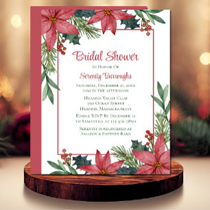 Poinsettia Christmas Winter Floral Bridal Shower Invitation