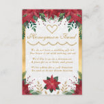 Poinsettia Christmas Winter Wedding Honeymoon Fund Enclosure Card<br><div class="desc">Watercolor Poinsettia Christmas Winter design with gold foil frame and white floral pattern background</div>