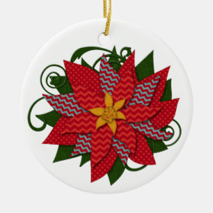 Poinsettia   Christmas You Personalise Ceramic Ornament