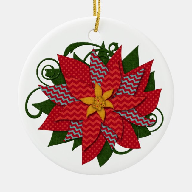 Poinsettia | Christmas You Personalise Ceramic Ornament (Front)
