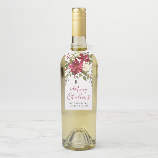 Poinsettia Company Christmas Bottle Tag (On Bottle)