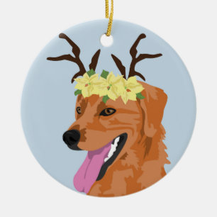 Poinsettia crown  Coonhound  ornament