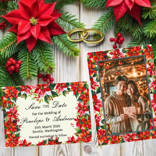 Poinsettia Crown of the Andes Save the Date Card