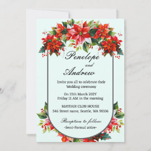 Poinsettia Crown of the Andes Wedding Invitation