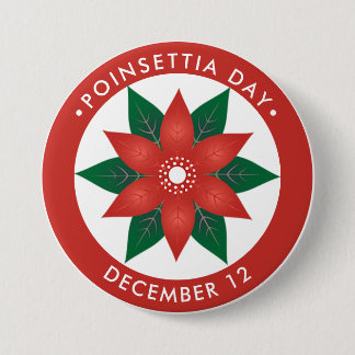 Poinsettia Day, red flower 7.5 Cm Round Badge