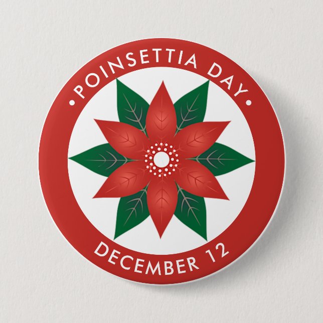 Poinsettia Day, red flower 7.5 Cm Round Badge (Front)