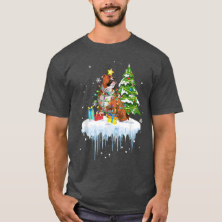 Poinsettia Fairy Lights Christmas Tree Bulldog Sno T-Shirt