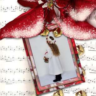 Poinsettia Family Photo Postcard