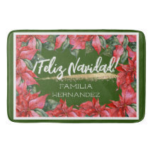 Poinsettia Feliz Navidad Holiday Family Name