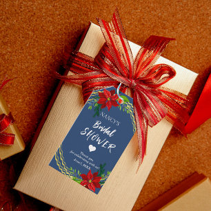 Poinsettia Floral Bouquet Bridal Shower Thank You Gift Tags
