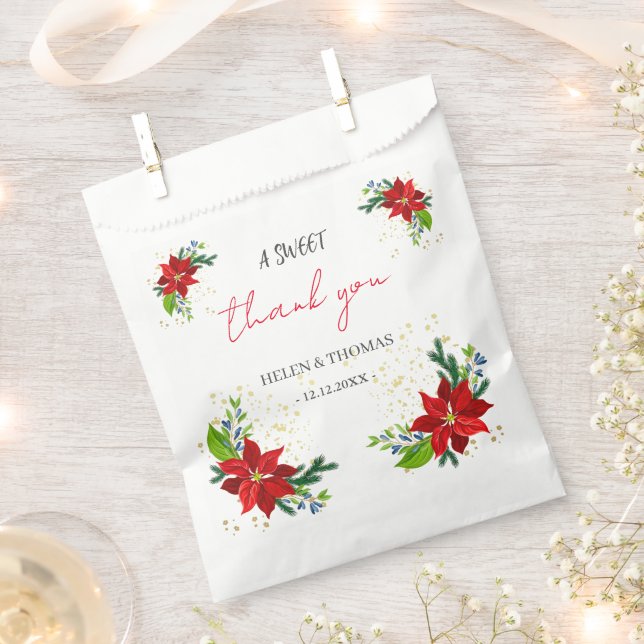 Poinsettia Floral Bouquet, Favour Bag (Clipped)