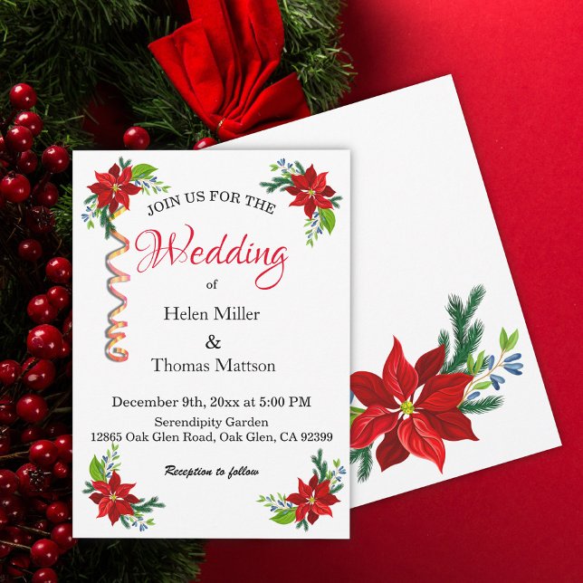 Poinsettia Floral Bouquet, Wedding Invitation (Creator Uploaded)