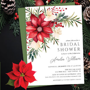 Poinsettia Floral Bridal Shower  Invitation