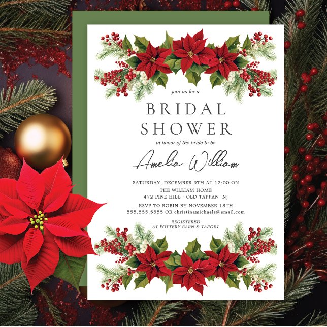 Poinsettia Floral Bridal Shower  Invitation (Creator Uploaded)