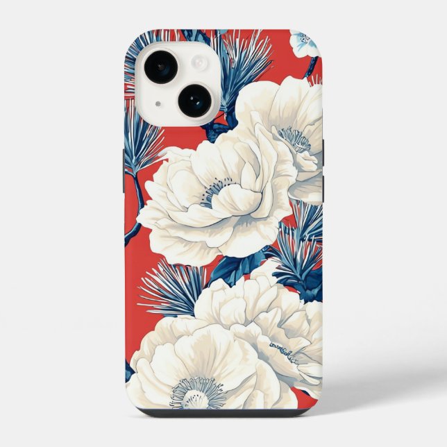 Poinsettia Floral Christmas Pattern (10) iPhone Case (Back)