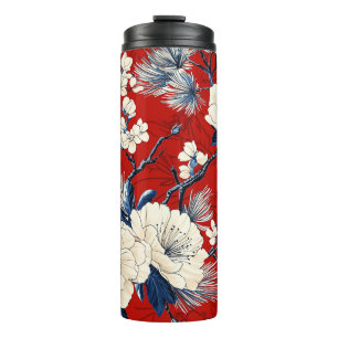Poinsettia Floral Christmas Pattern (12) Thermal Tumbler