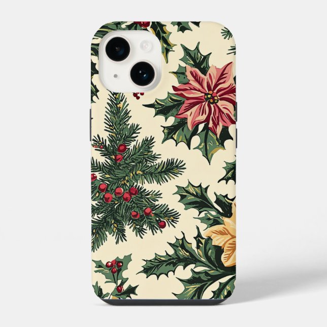 Poinsettia Floral Christmas Pattern (15) iPhone Case (Back)