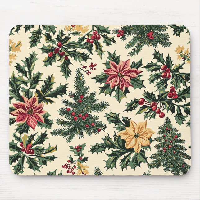 Poinsettia Floral Christmas Pattern (15) Mouse Pad (Front)