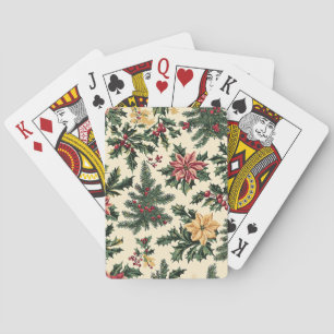 Poinsettia Floral Christmas Pattern (15) Playing Cards