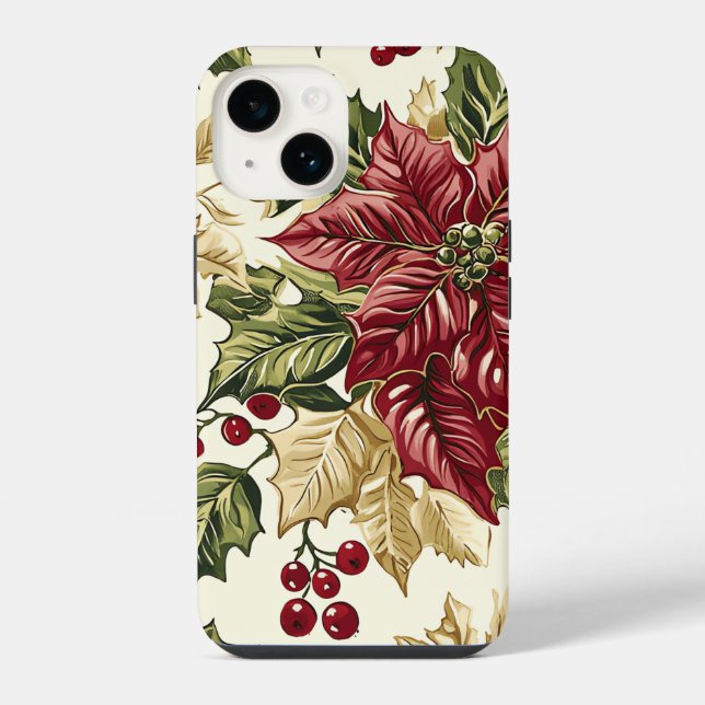 Poinsettia Floral Christmas Pattern (17) iPhone Case (Back)
