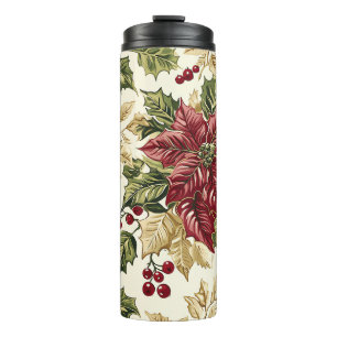 Poinsettia Floral Christmas Pattern (17) Thermal Tumbler