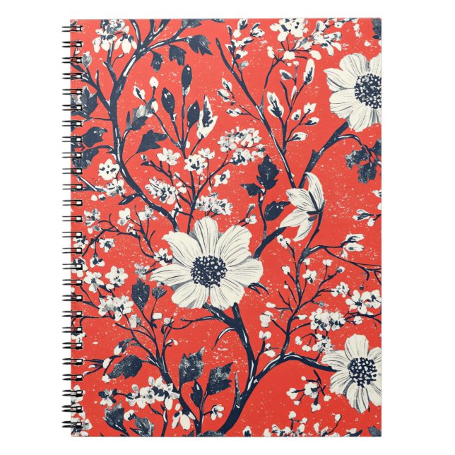 Poinsettia Floral Christmas Pattern (18) Notebook (Front)
