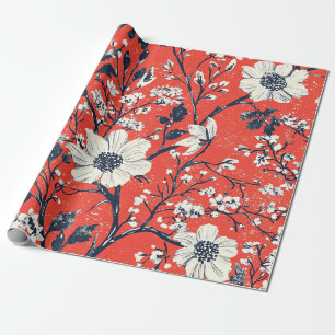 Poinsettia Floral Christmas Pattern (18) Wrapping Paper