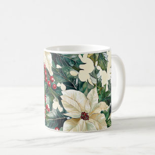 Poinsettia Floral Christmas Pattern (19) Coffee Mug