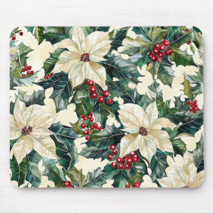 Poinsettia Floral Christmas Pattern (19) Mouse Pad